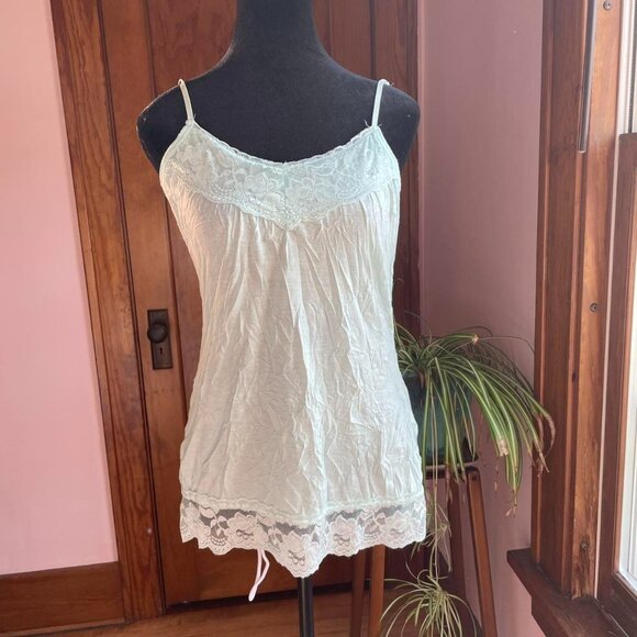 Y2K Crinkle Lace Cami Top | Women’s S/M Coquette Fairycore Cottagecore Layering - Picture 1 of 8